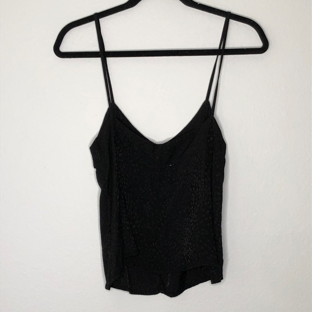 Anthropologie LACAUSA Black Jacquard Satin Cami Top Size Medium Goth - Picture 4 of 9